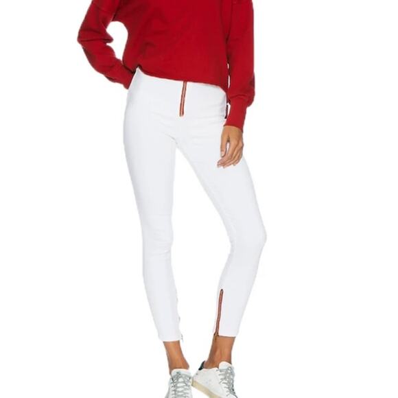 NWOT Etienne Marcel Red Zipper Collection White High Waist Stretch Jeans Sz 27 - Picture 1 of 13